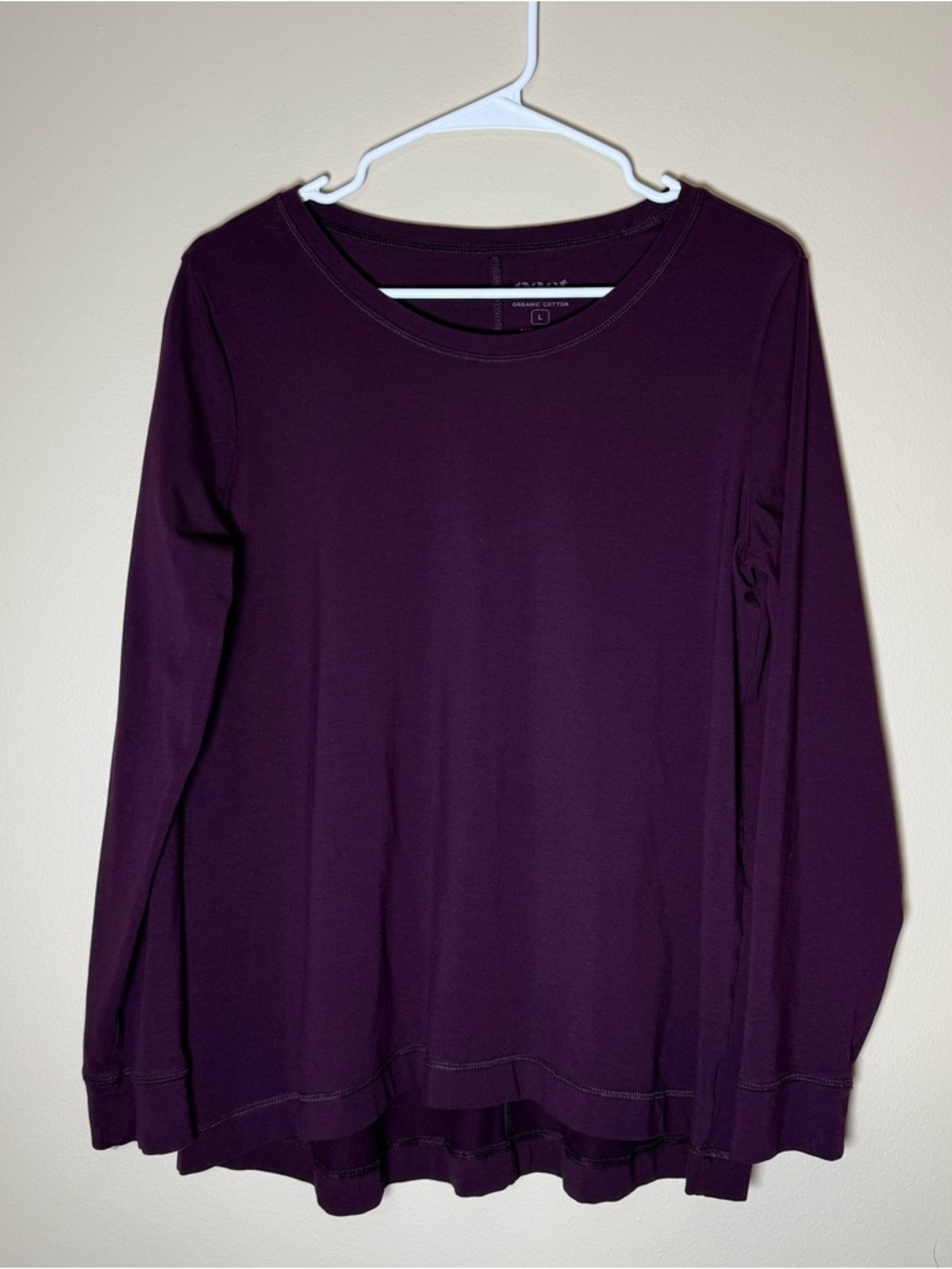 Pact Women’s Luxe Stretch Jersey Swing Long Sleeve Tee Berry Jam Purple Cotton - Picture 4 of 7